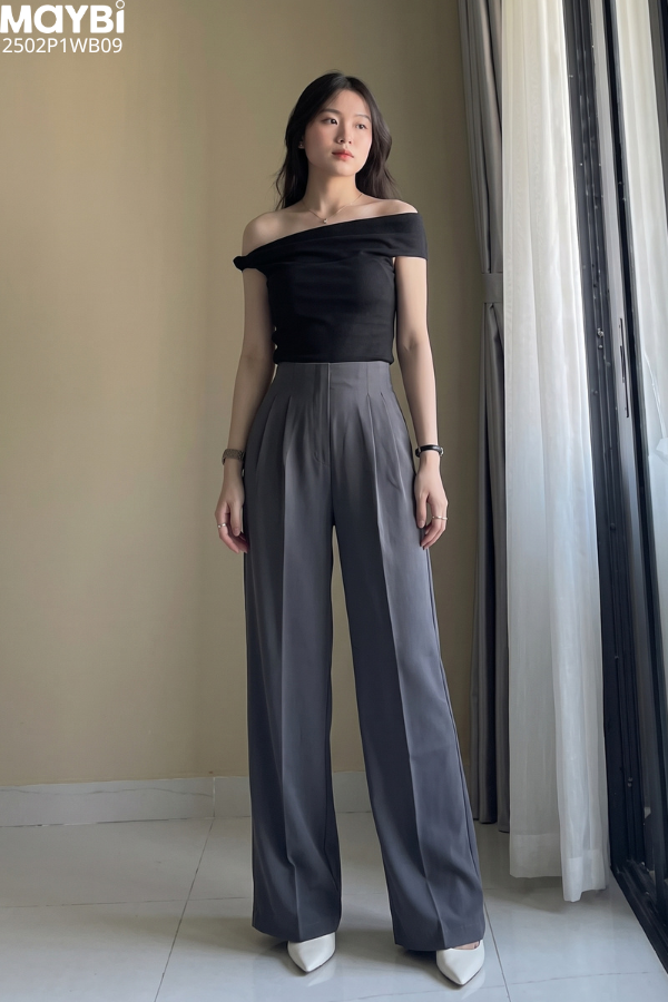 Quần culottes ống suông gold nhật cạp cao