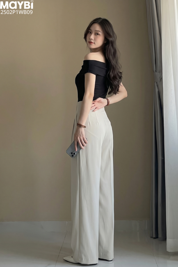 Quần culottes ống suông gold nhật cạp cao