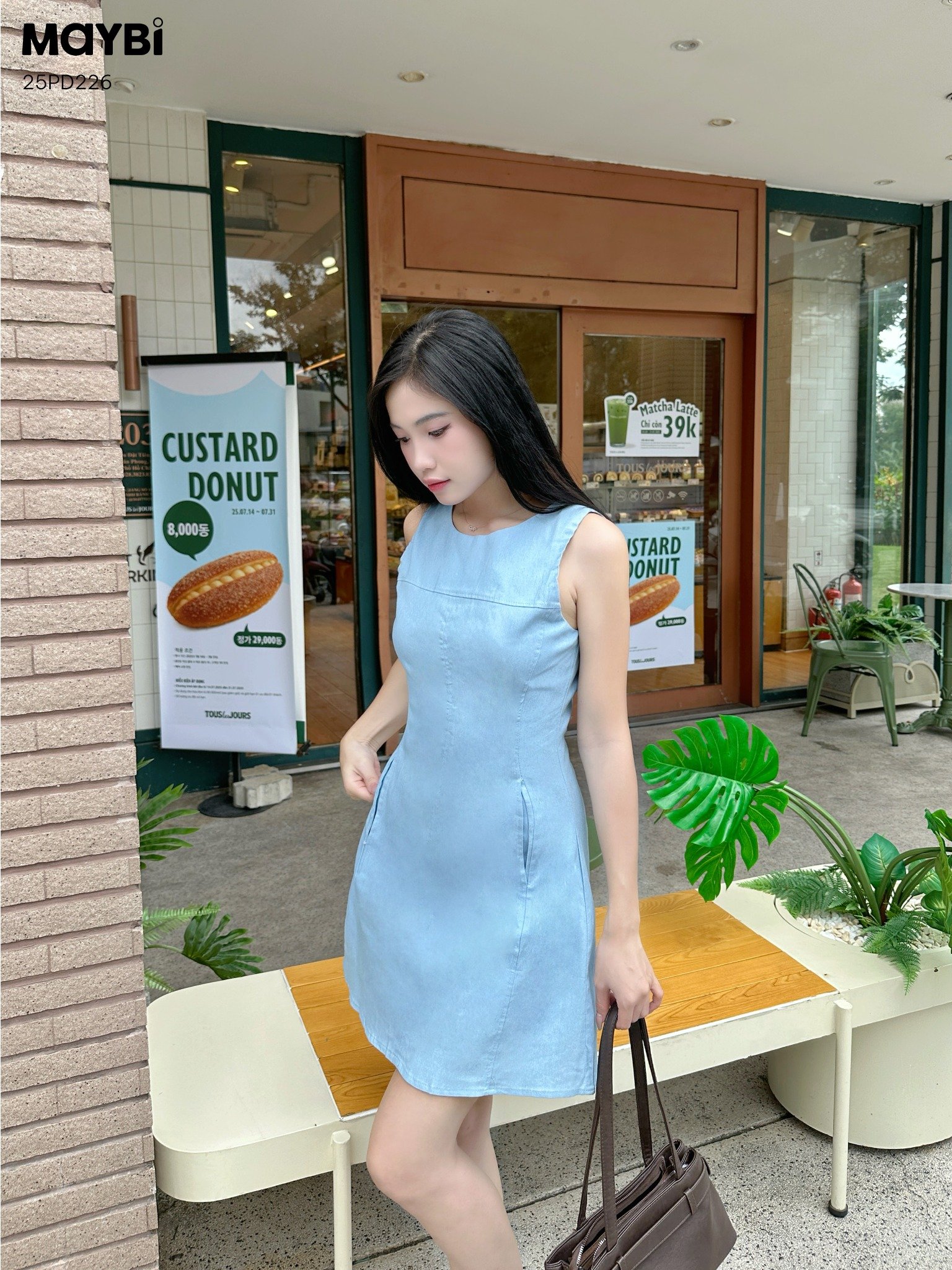 Đầm jean form A dáng mini