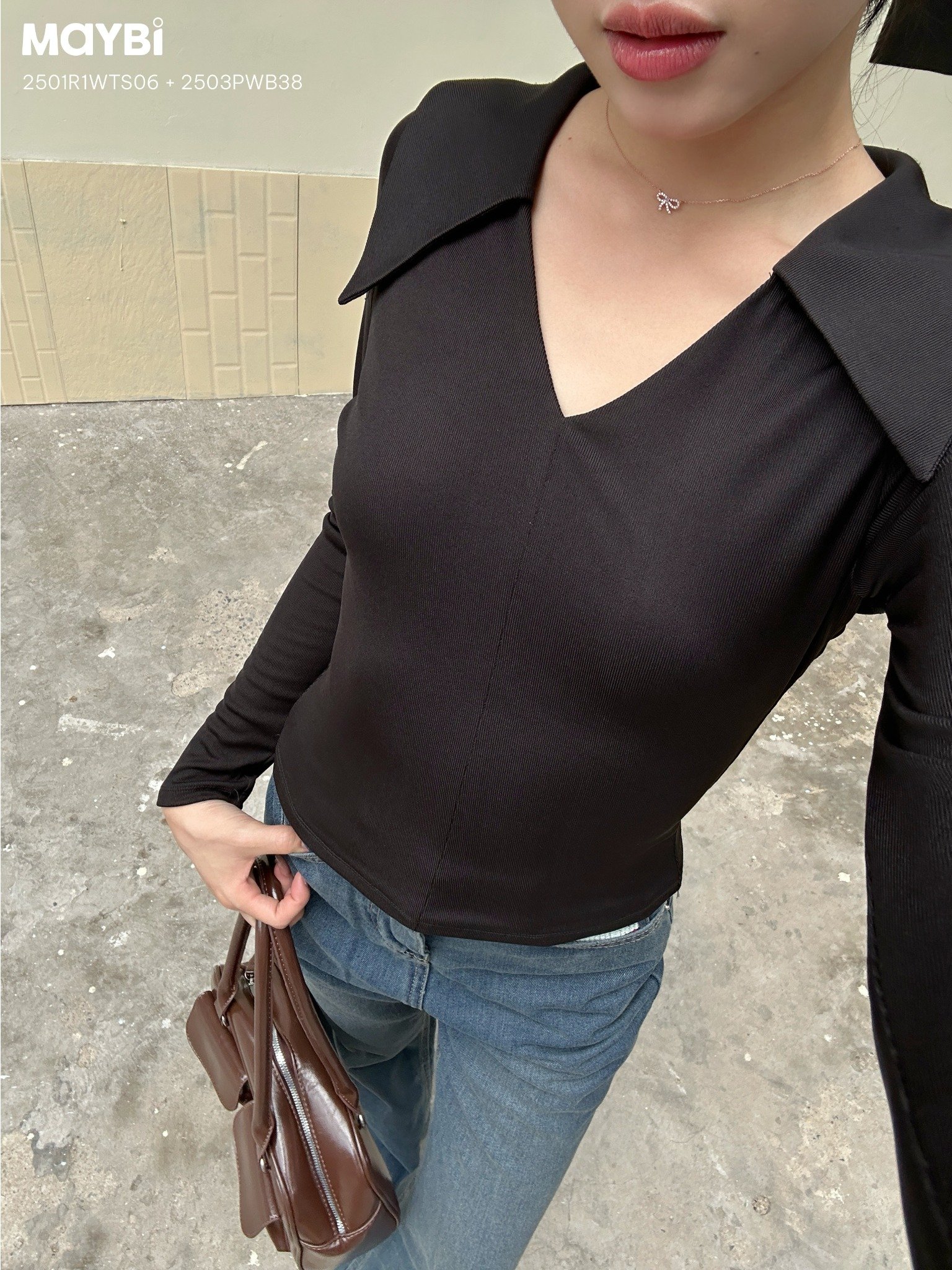 Áo cổ V thun tăm