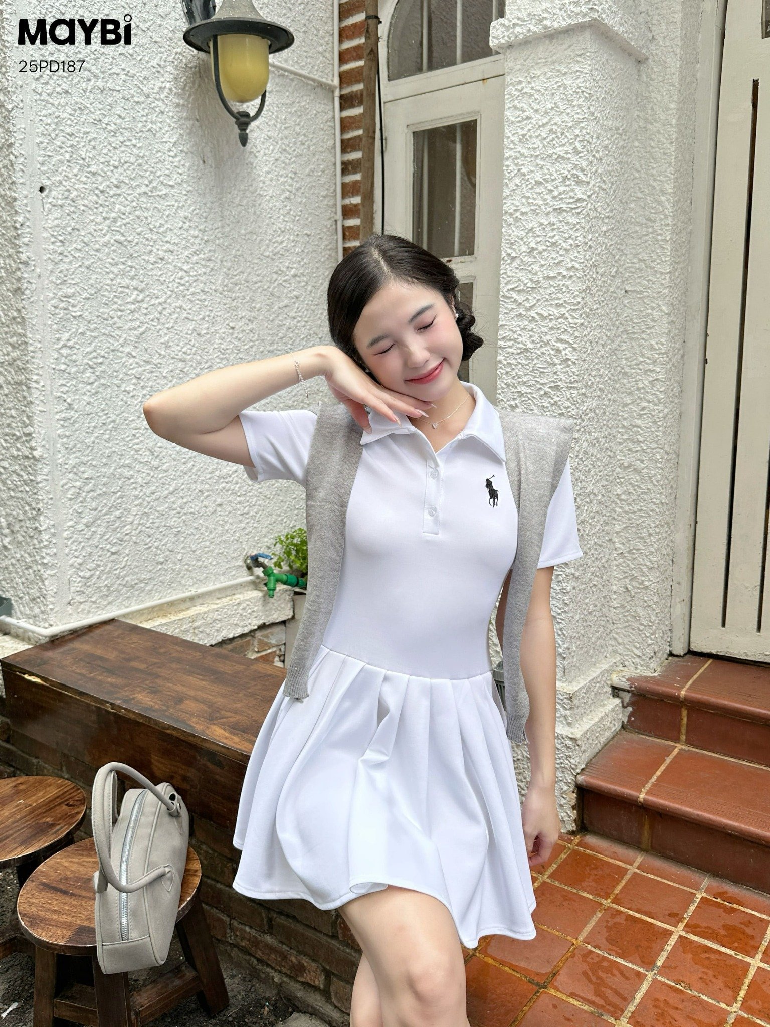 Đầm polo thun tùng xòe xếp ly dáng mini