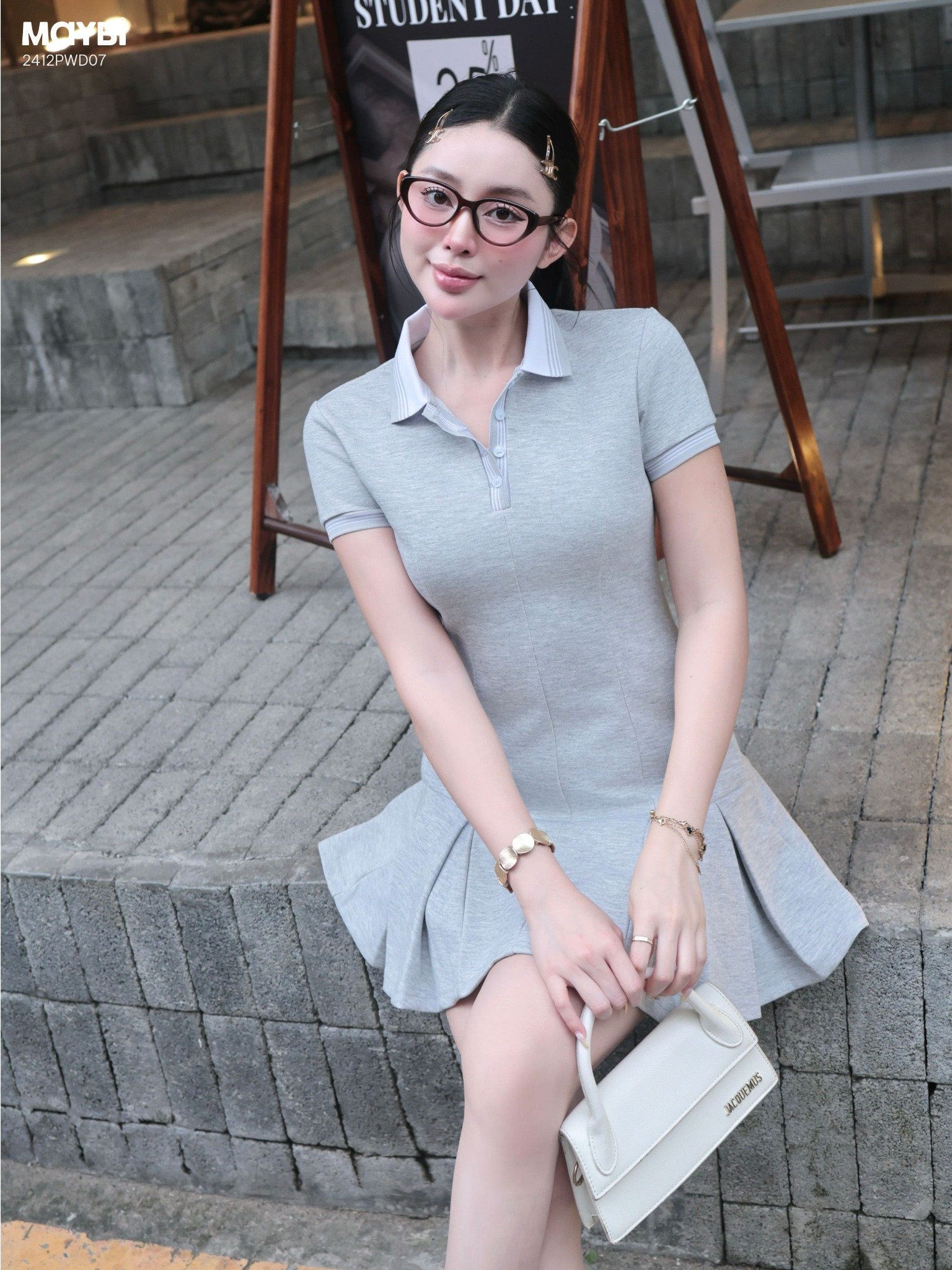 Đầm xòe thun cổ polo dáng mini