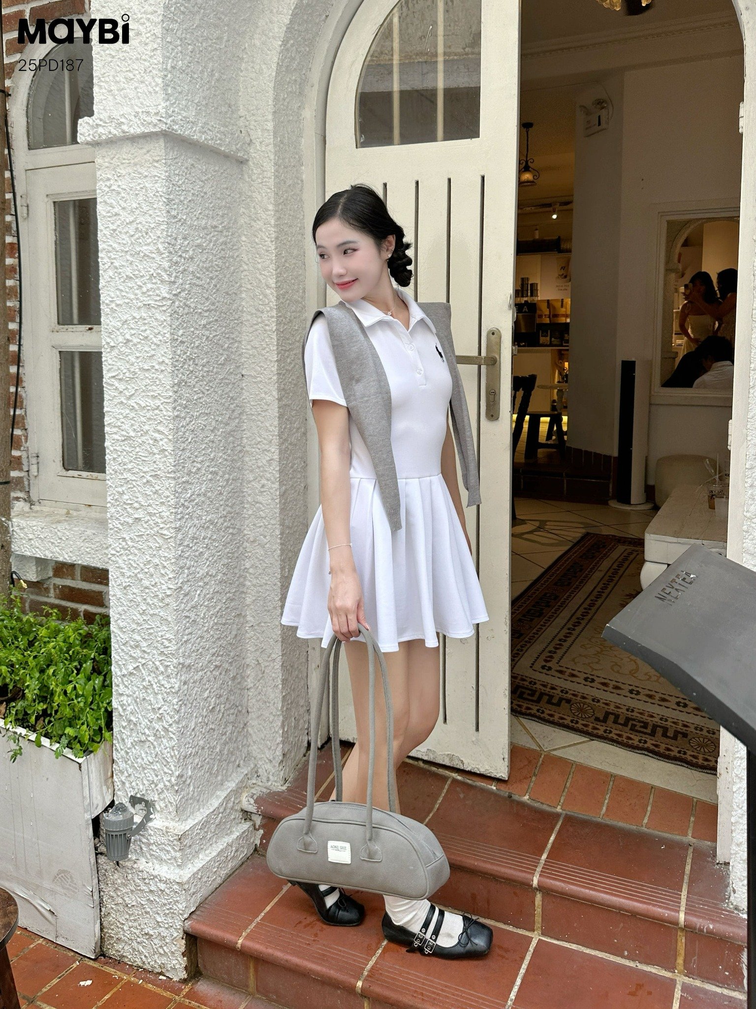 Đầm polo thun tùng xòe xếp ly dáng mini