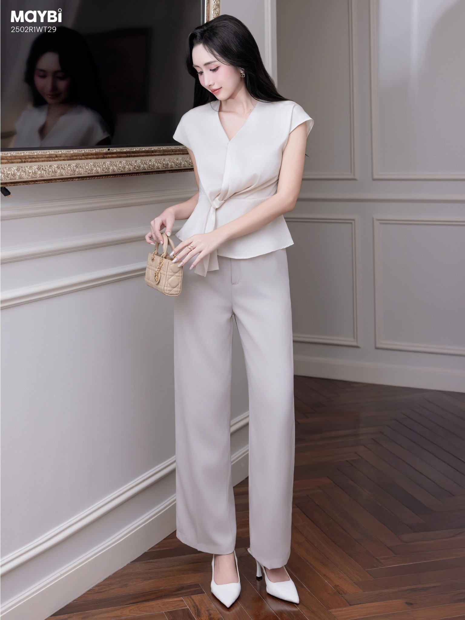 Áo kiểu nữ đắp tà lụa