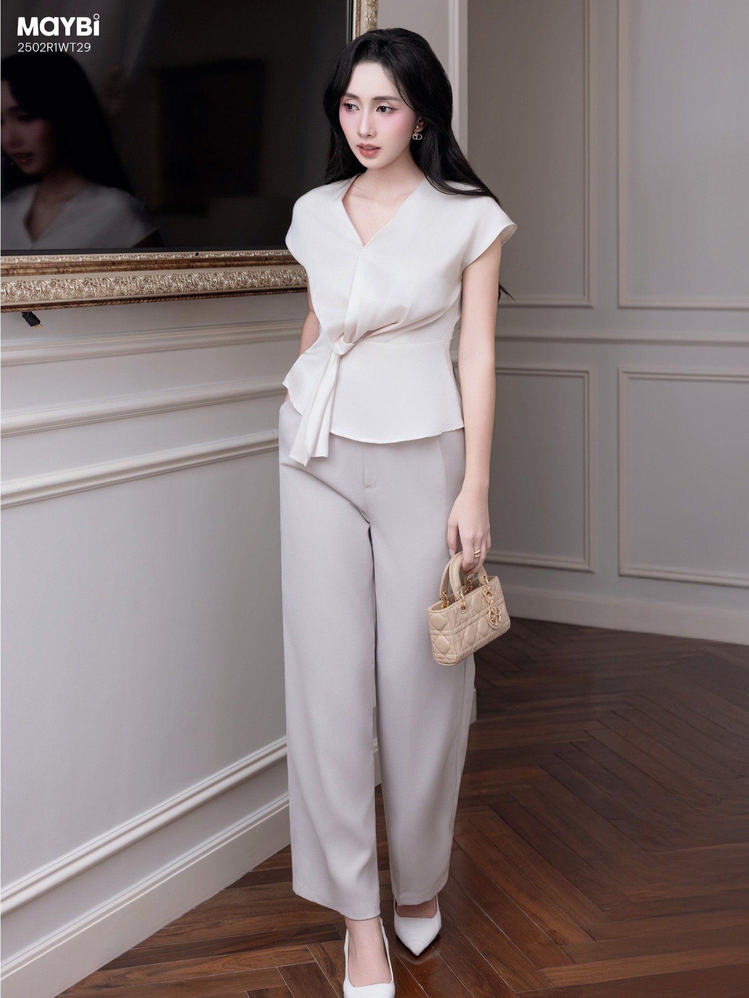 Áo kiểu nữ đắp tà lụa