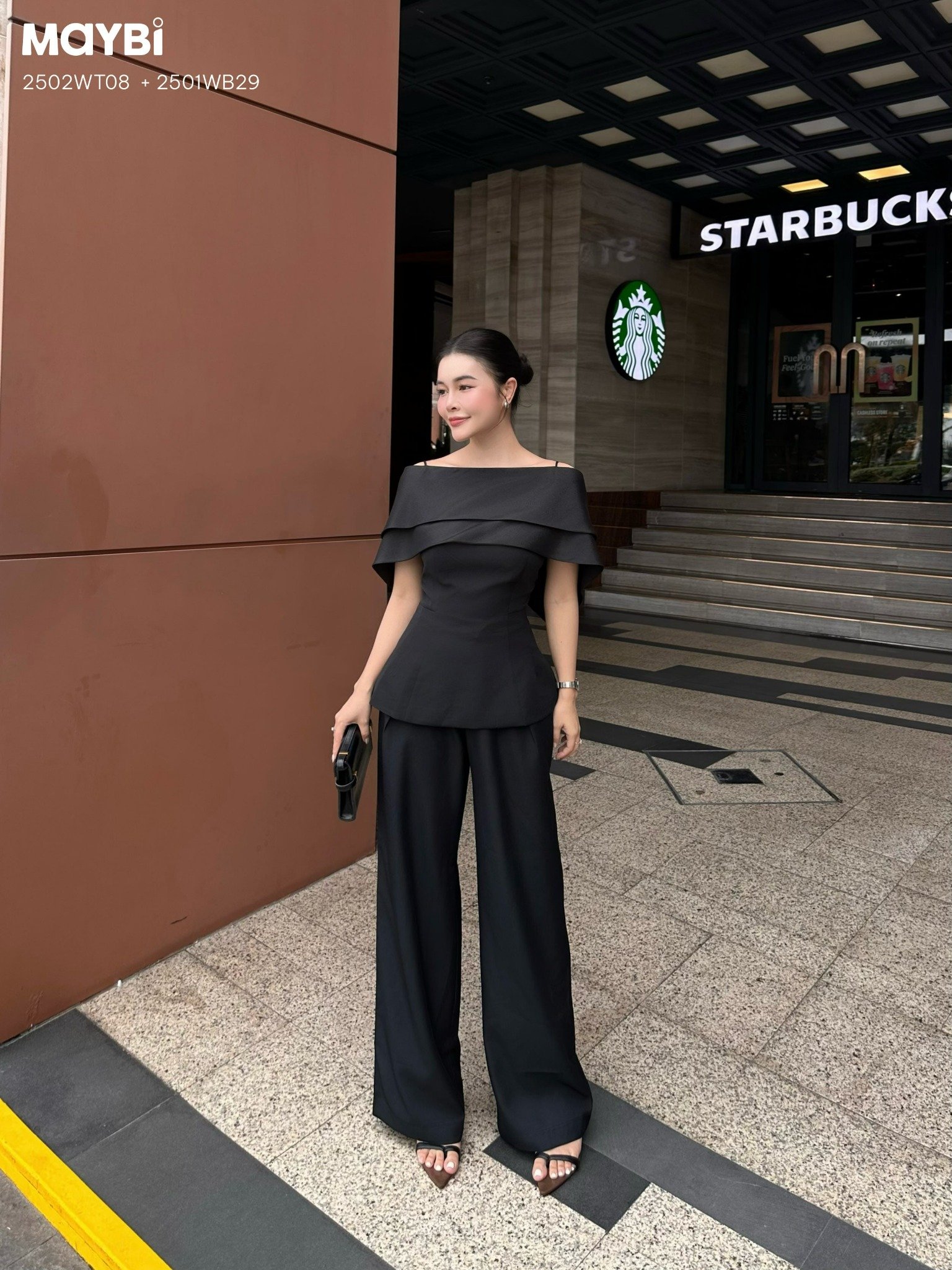 Áo peplum cotton thái trễ vai phối voan