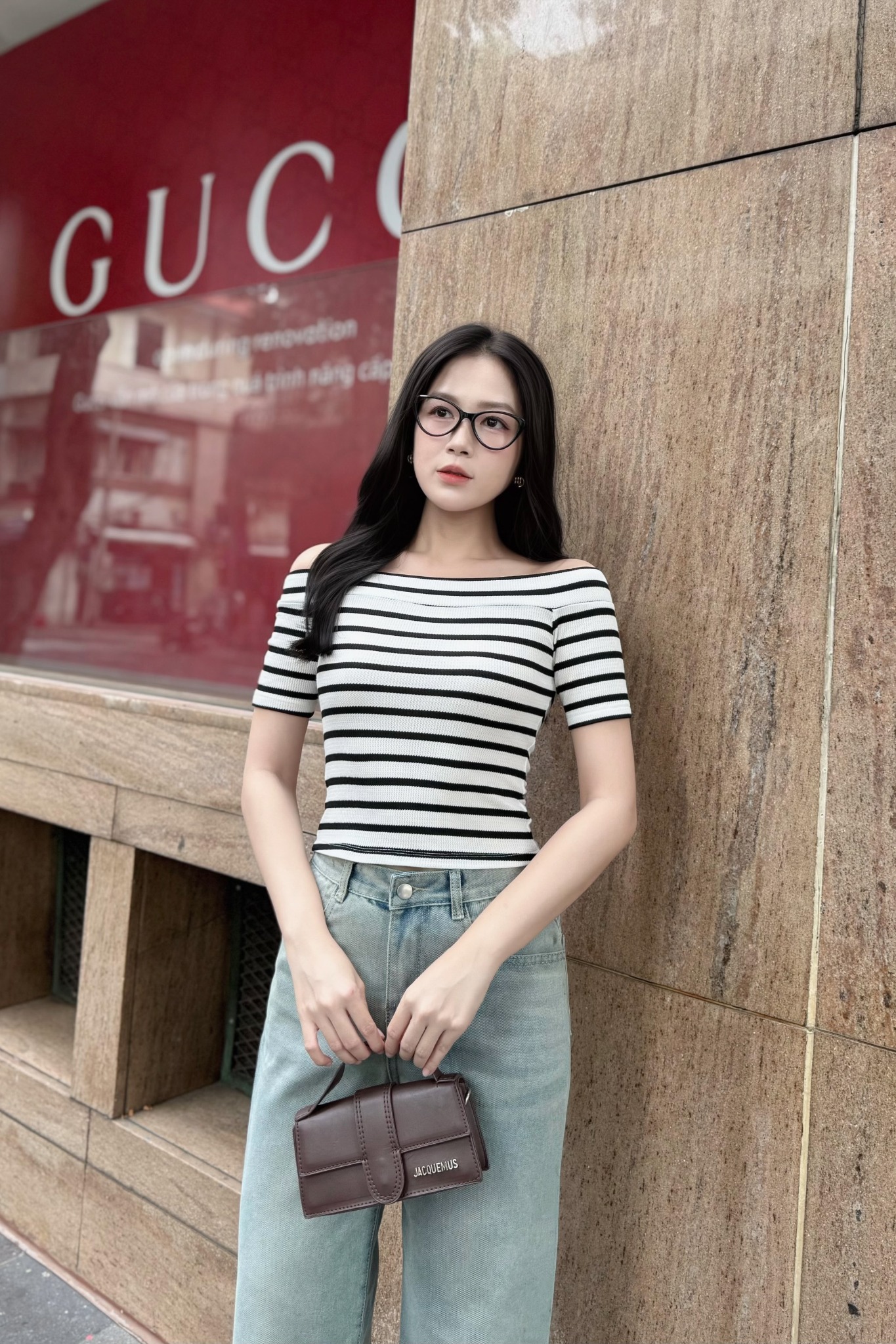 Quần jean ống suông bạc