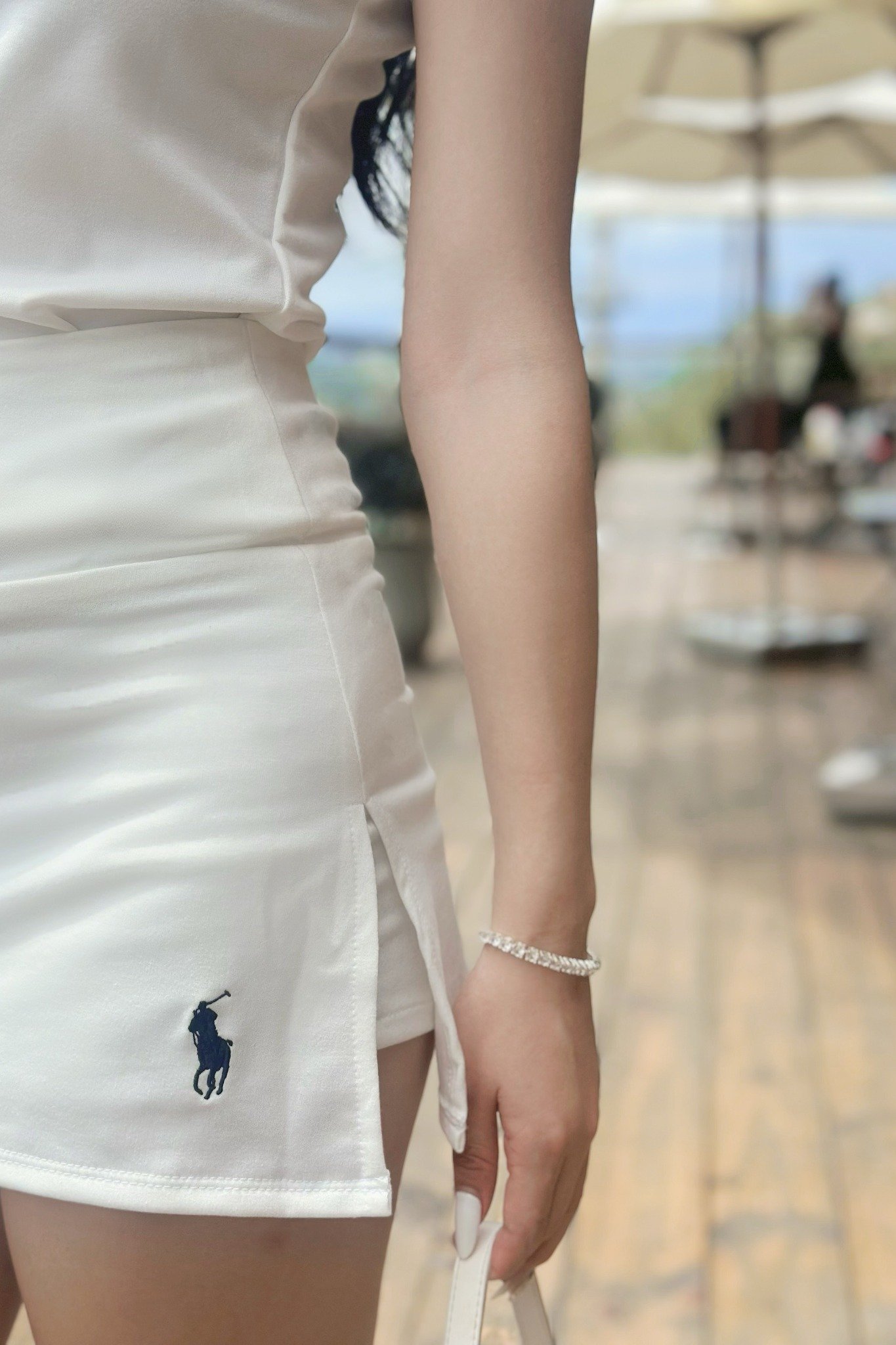 Set áo thun polo kèm chân váy A dáng mini