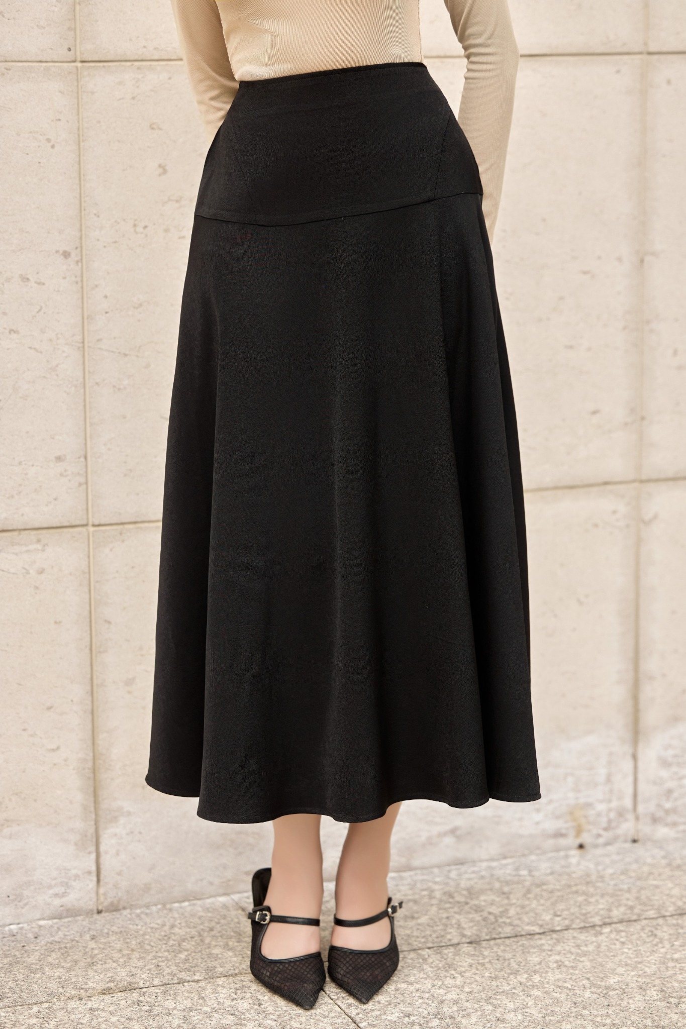 Chân váy xòe cotton hàn dáng midi