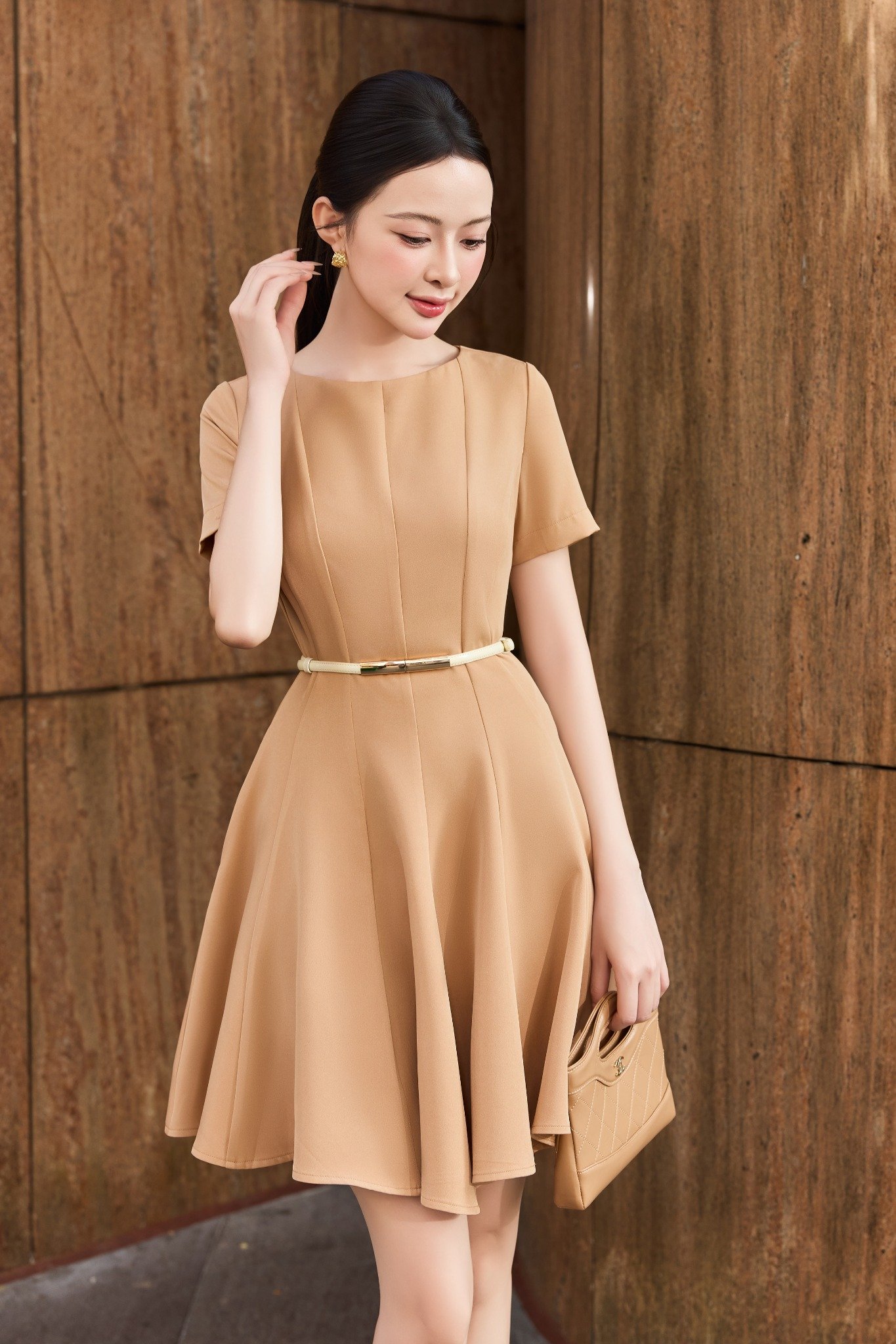 Đầm xòe cotton thái tay ngắn dáng mini