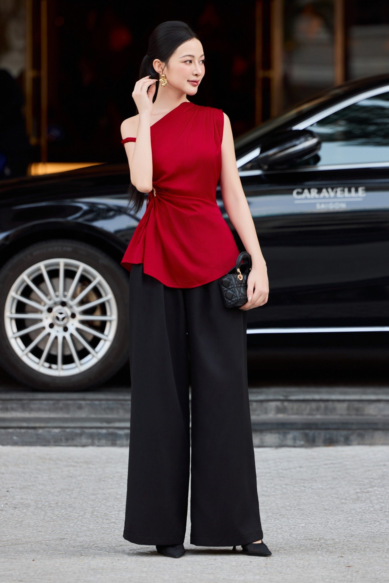 Áo peplum rút nhún eo lụa dony