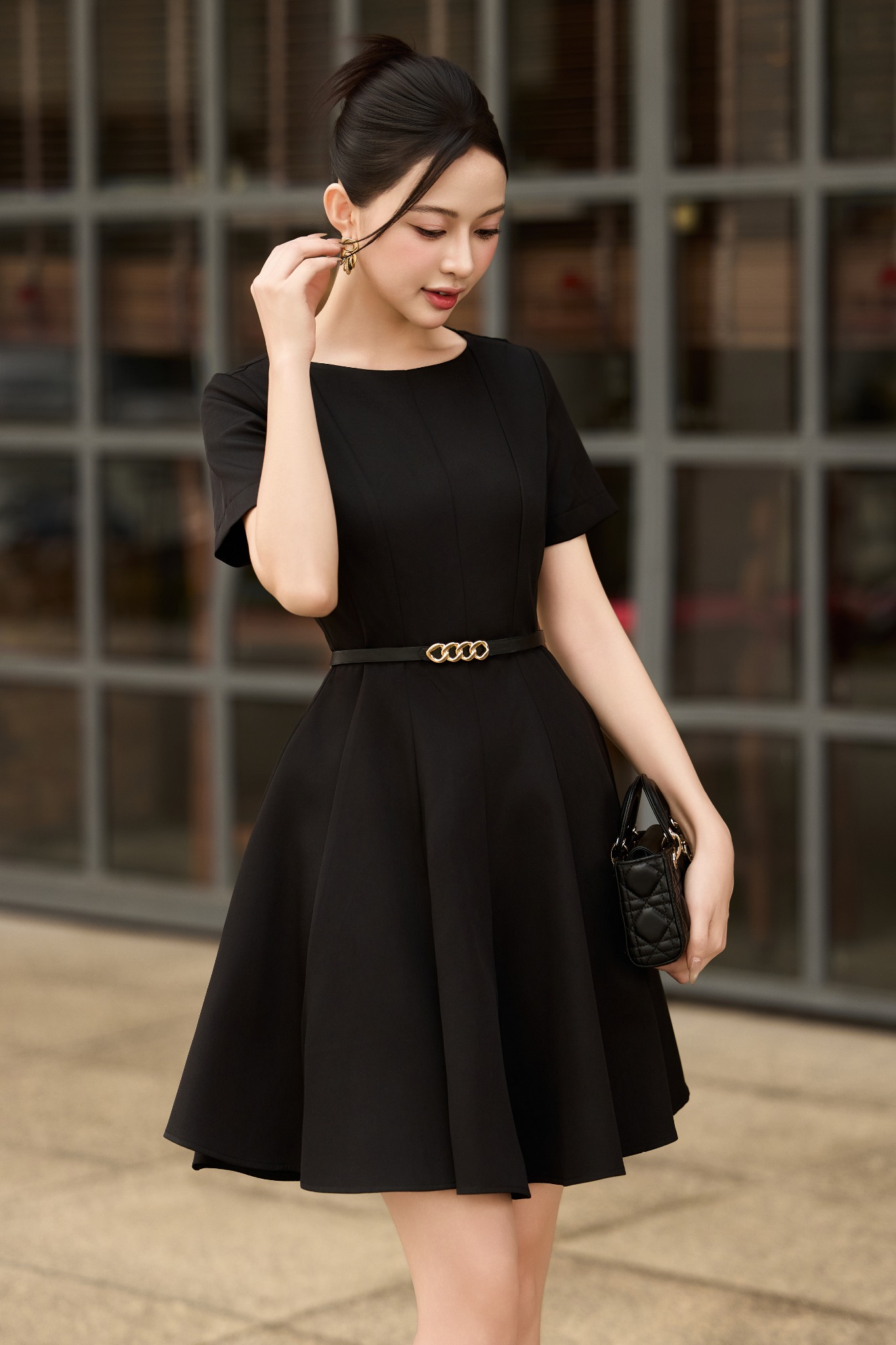 Đầm xòe cotton thái tay ngắn dáng mini