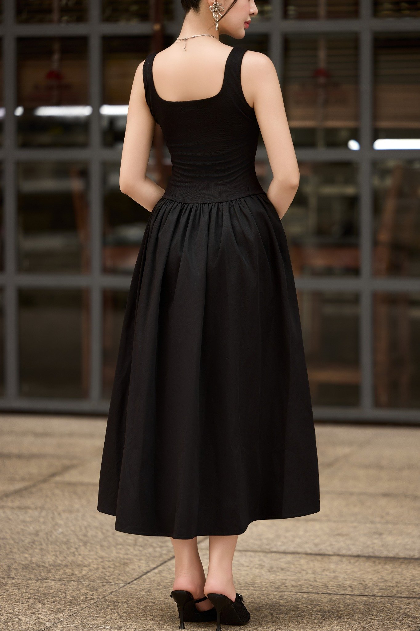 Đầm ôm xòe ba lỗ thun tăm dáng maxi