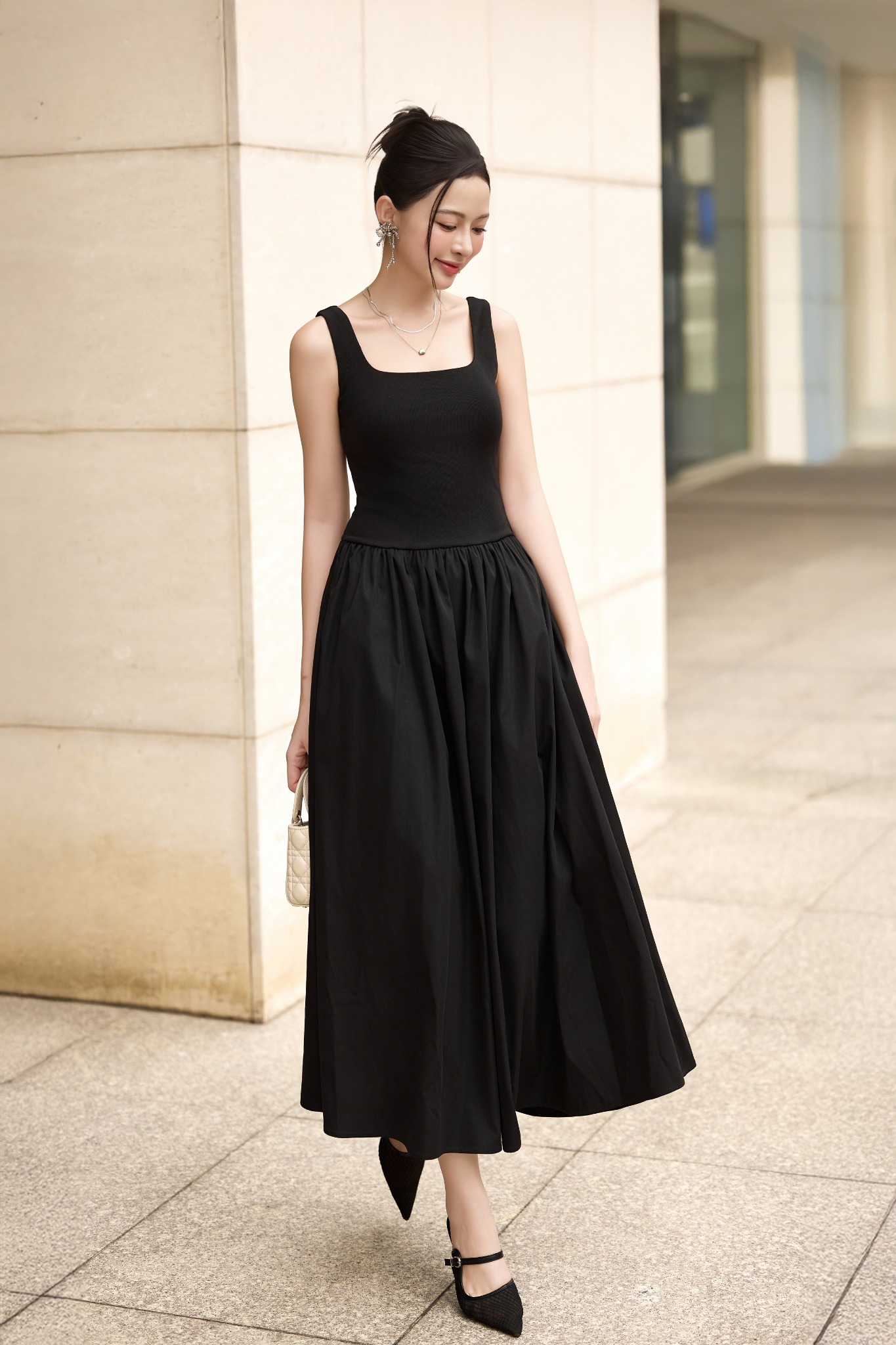 Đầm ôm xòe ba lỗ thun tăm dáng maxi