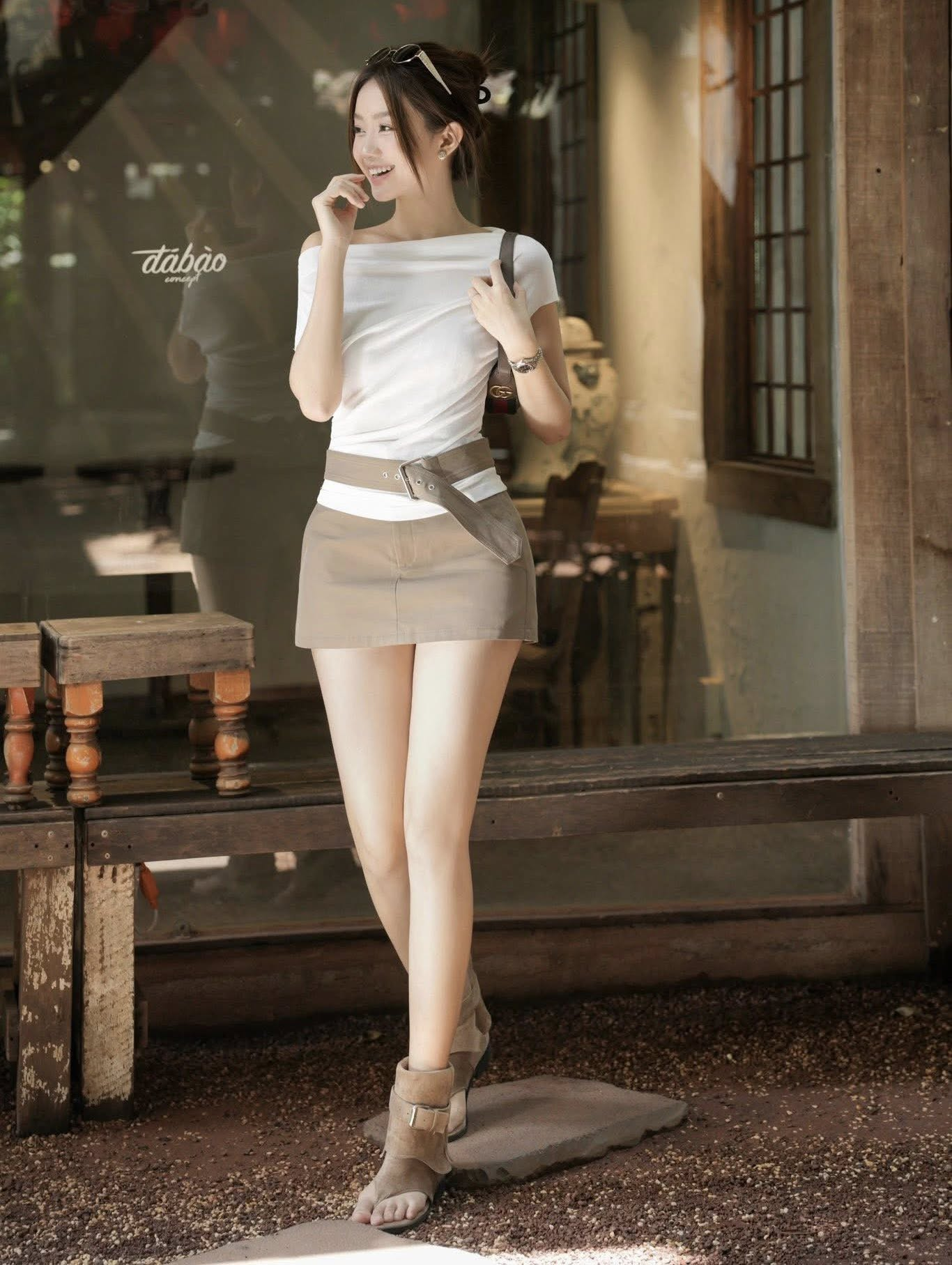 (CÓ SẴN HN) Set thun lệch vai chân váy A dáng mini