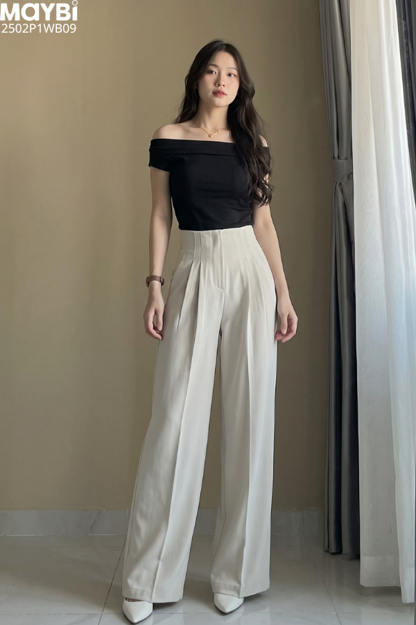 Quần culottes ống suông gold nhật cạp cao