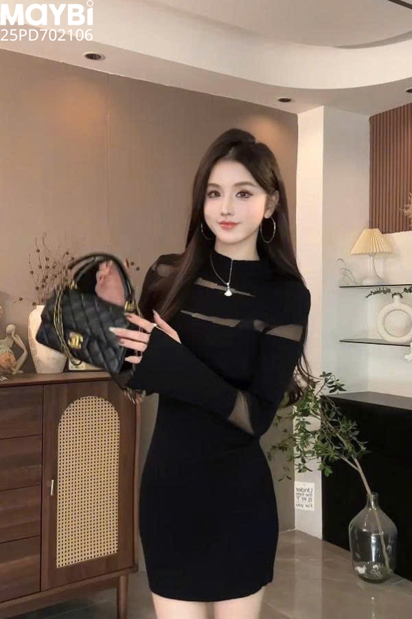 Đầm nhung ôm tay loe dáng mini