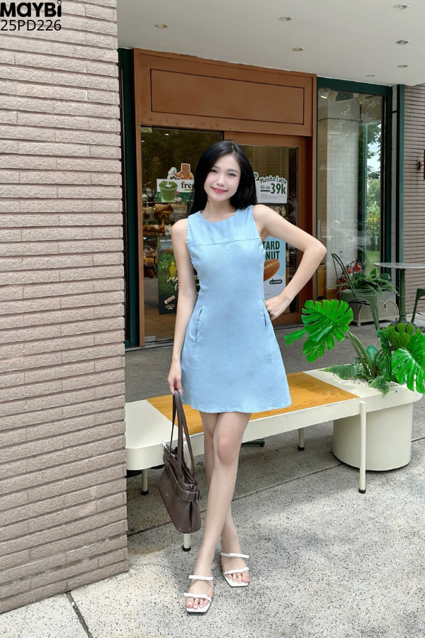 Đầm jean form A dáng mini