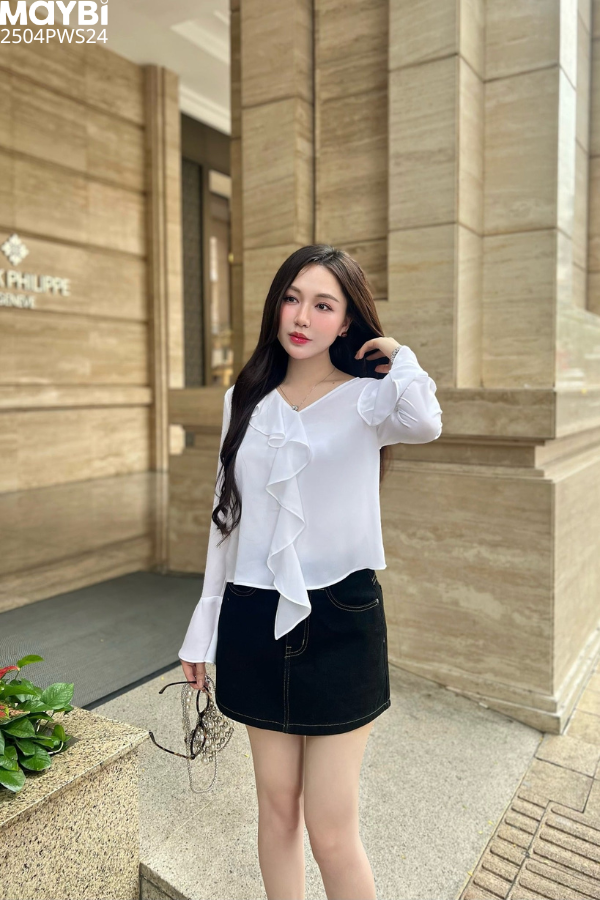 Chân váy chữ A jean đen dáng mini