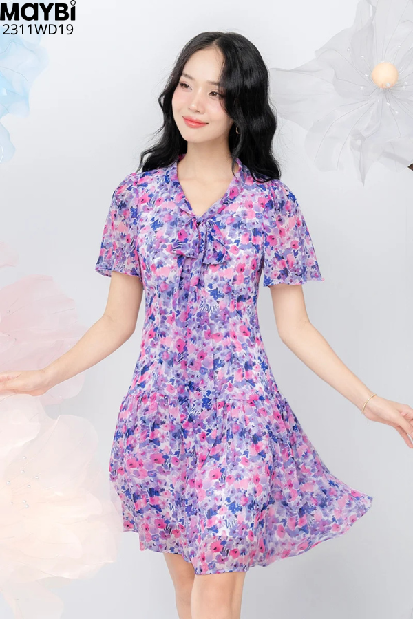 Đầm mini xòe voan nhún