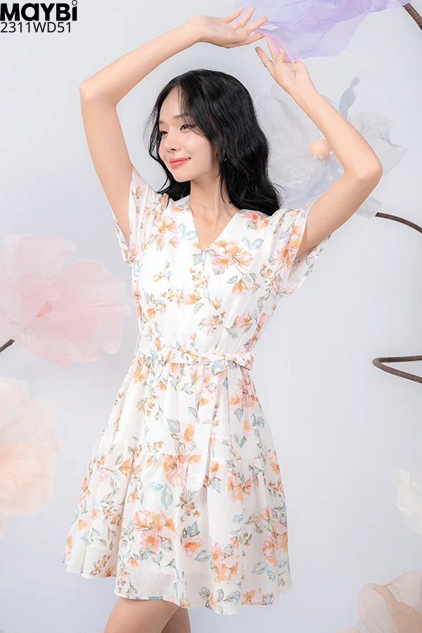 Đầm mini xòe họa tiết