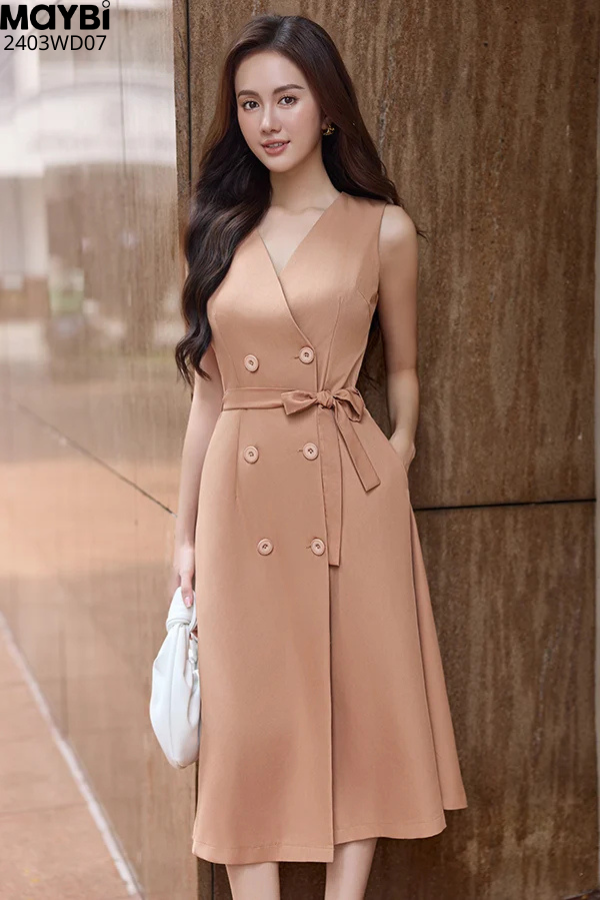 Đầm midi cotton lạnh sát nách
