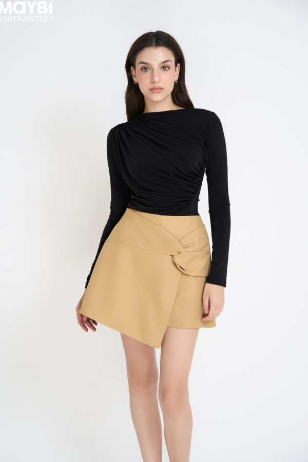 Áo ôm thun rayon nhún kiểu tay dài
