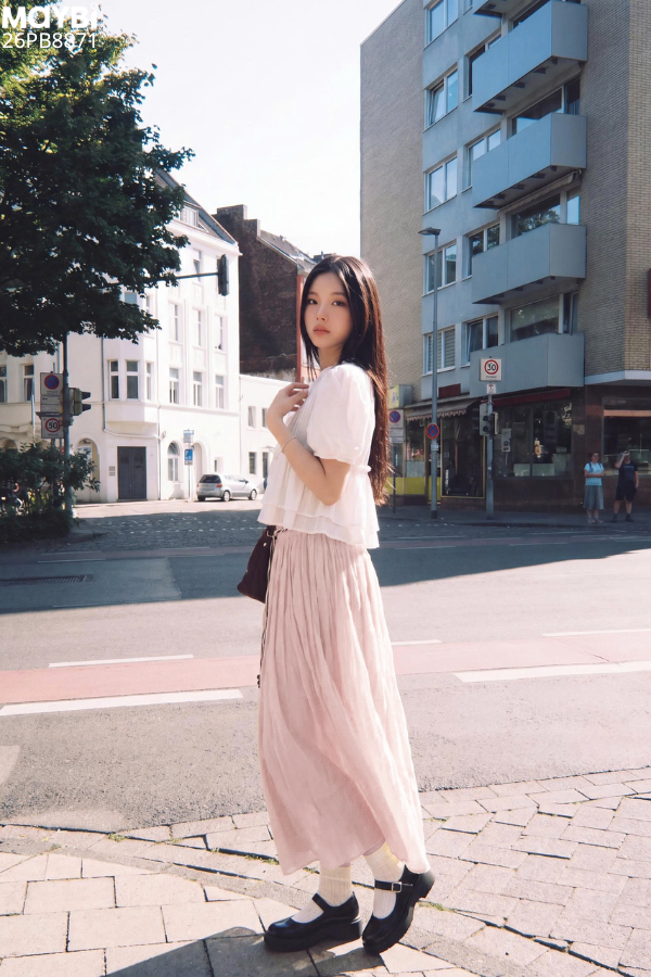Chân Váy Cotton Đũi Dáng Dài Xếp Nhún Sarah