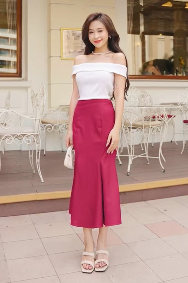 Chân váy midi cotton lạnh đuôi cá