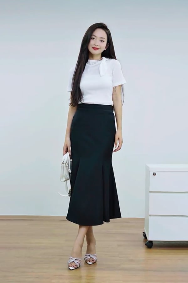 Chân váy midi cotton lạnh đuôi cá