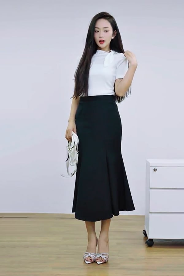 Chân váy midi cotton lạnh đuôi cá
