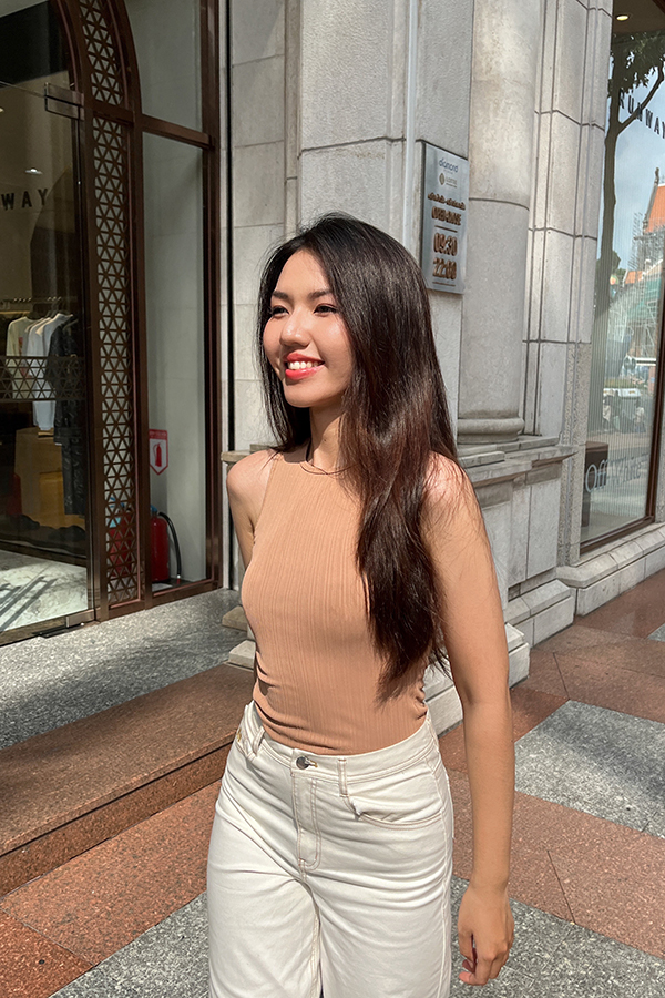 Áo ôm thun sọc cut-out sau