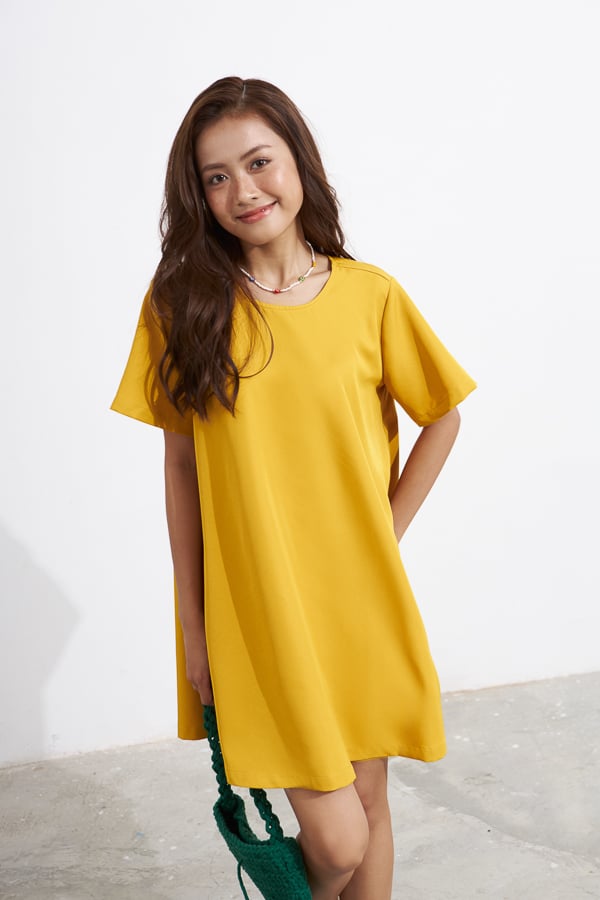 Đầm form A lụa cotton tay ngắn