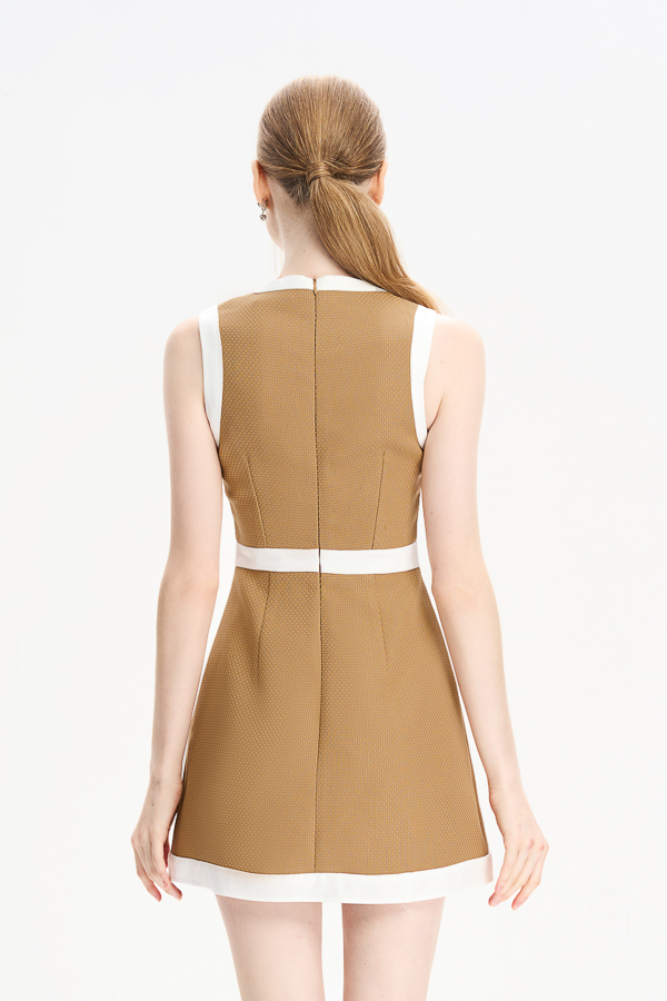 Đầm mini ôm bố phối viền trắng