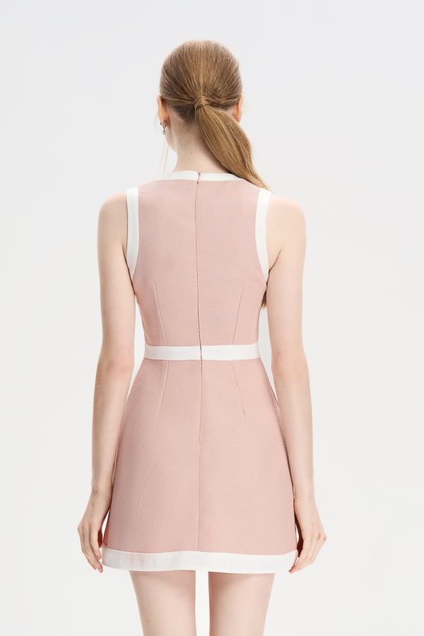 Đầm mini ôm bố phối viền trắng