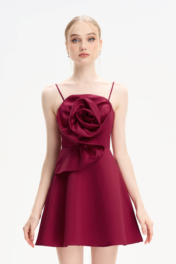 Đầm mini xòe phi tapta phối bèo hoa