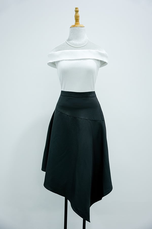 Chân váy xòe cotton lạnh xéo tà