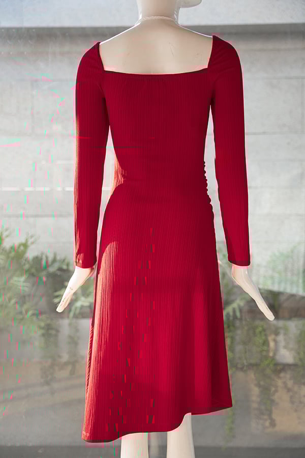 Đầm midi ôm thun sọc xoắn nơ ngực