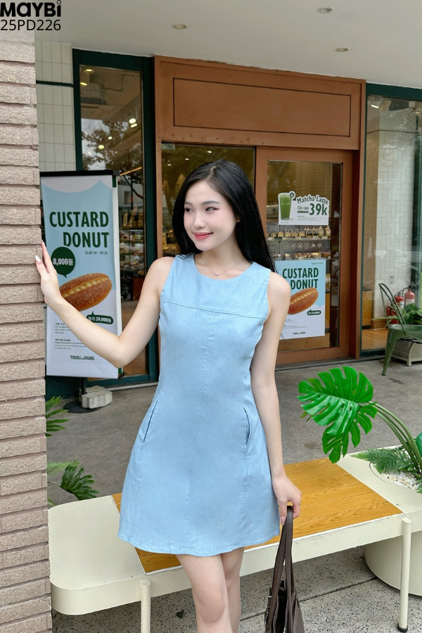 Đầm jean form A dáng mini