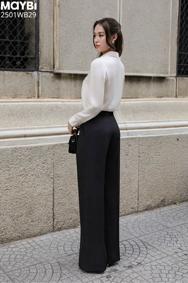 Quần culottes ống suông xếp ly cotton lạnh