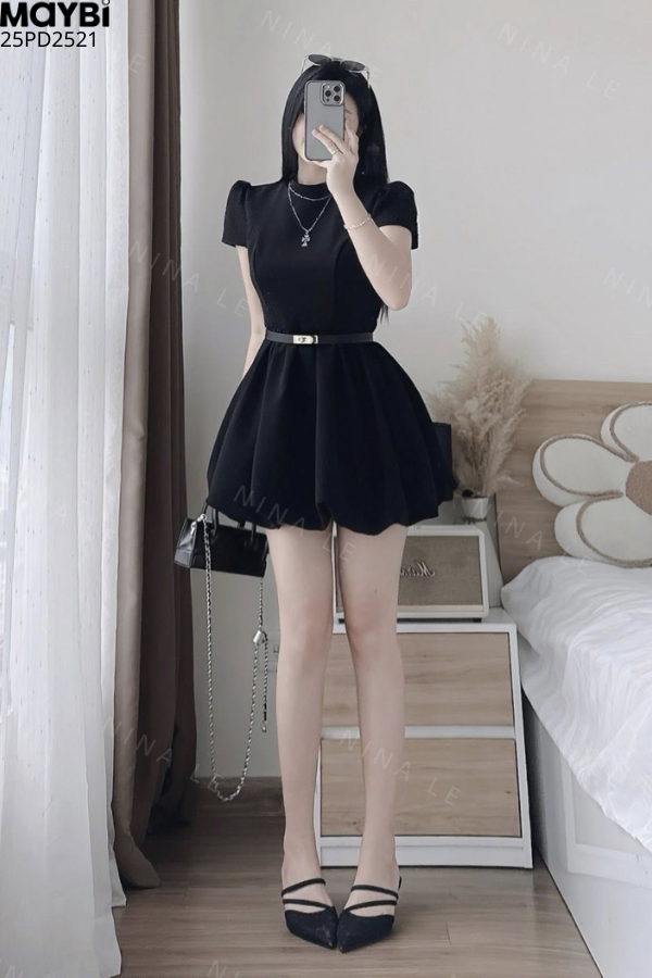Đầm bí ngắn tay dáng mini