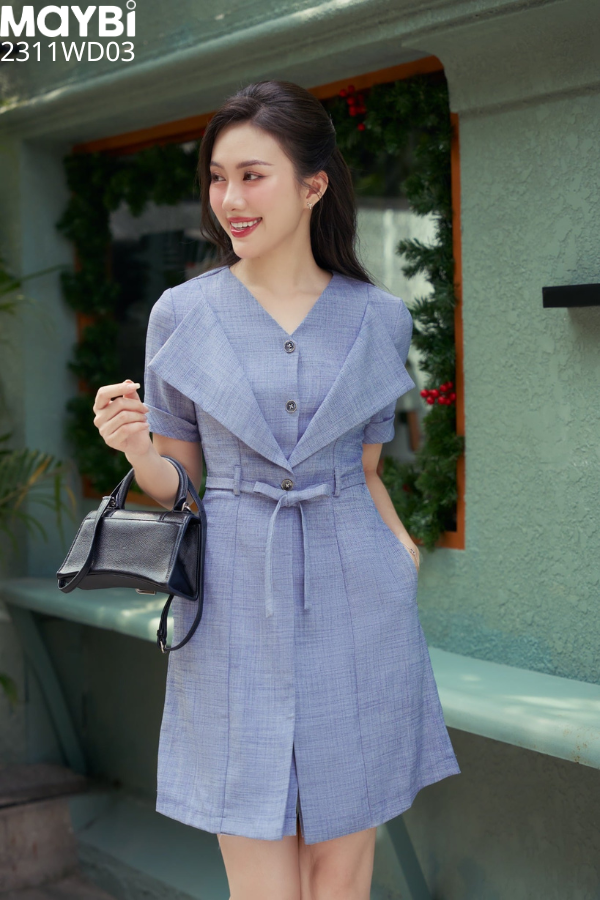Đầm mini xòe bố xước kiểu