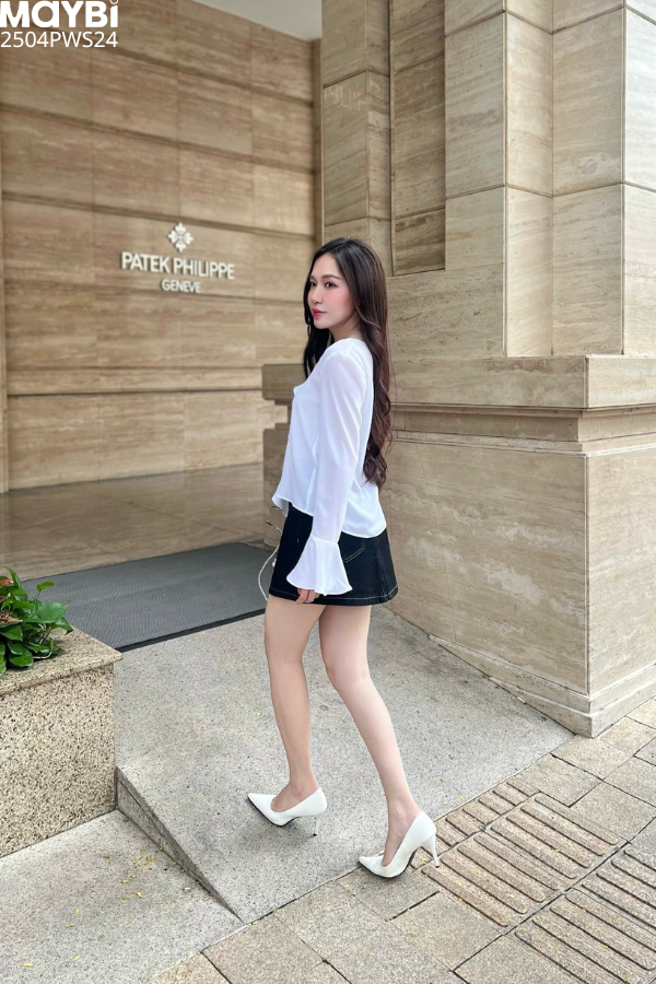 Chân váy chữ A jean đen dáng mini