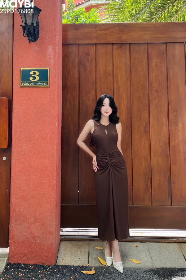 Đầm midi eo nhún kiểu