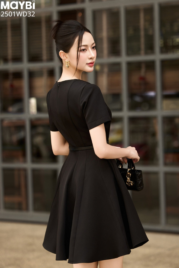 Đầm xòe cotton thái tay ngắn dáng mini