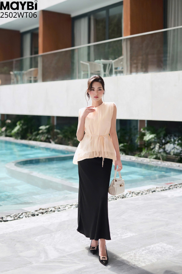 Áo kiểu form rộng tơ óng tùng bí