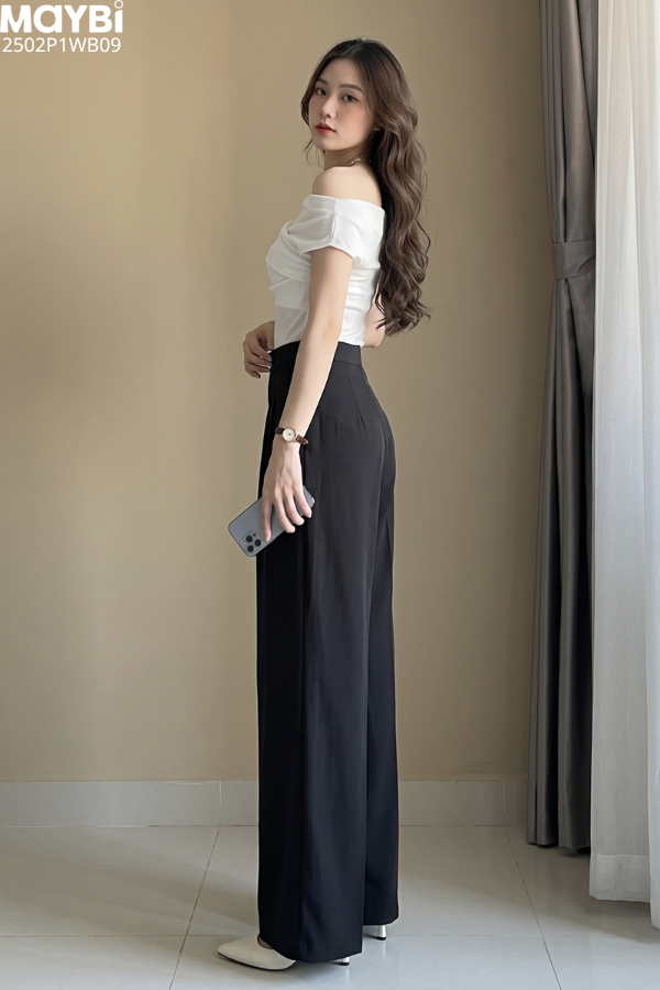 Quần culottes ống suông gold nhật cạp cao