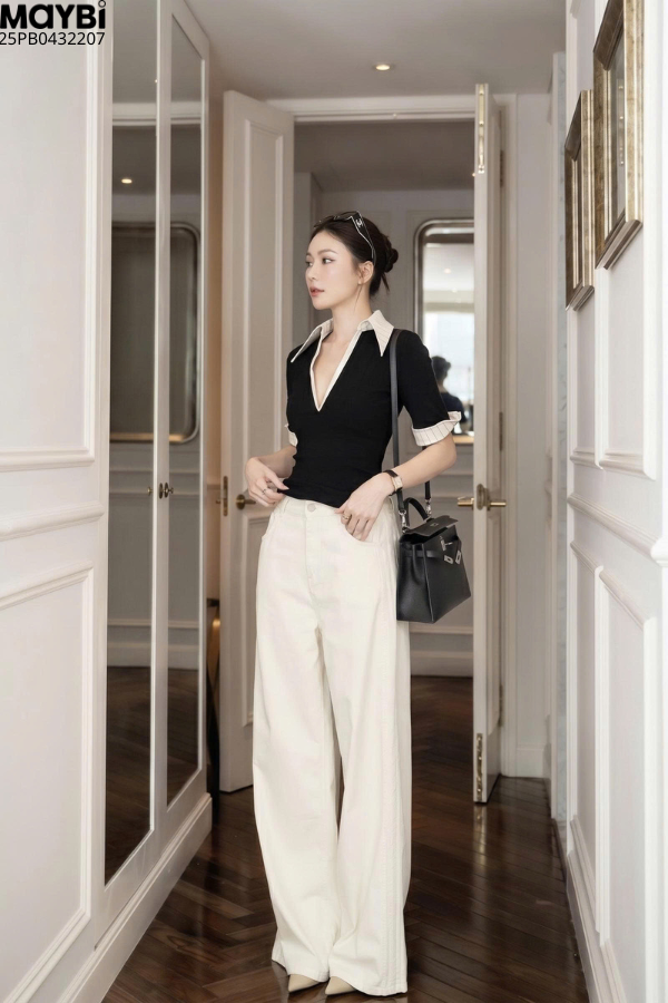Quần kaki suông trắng