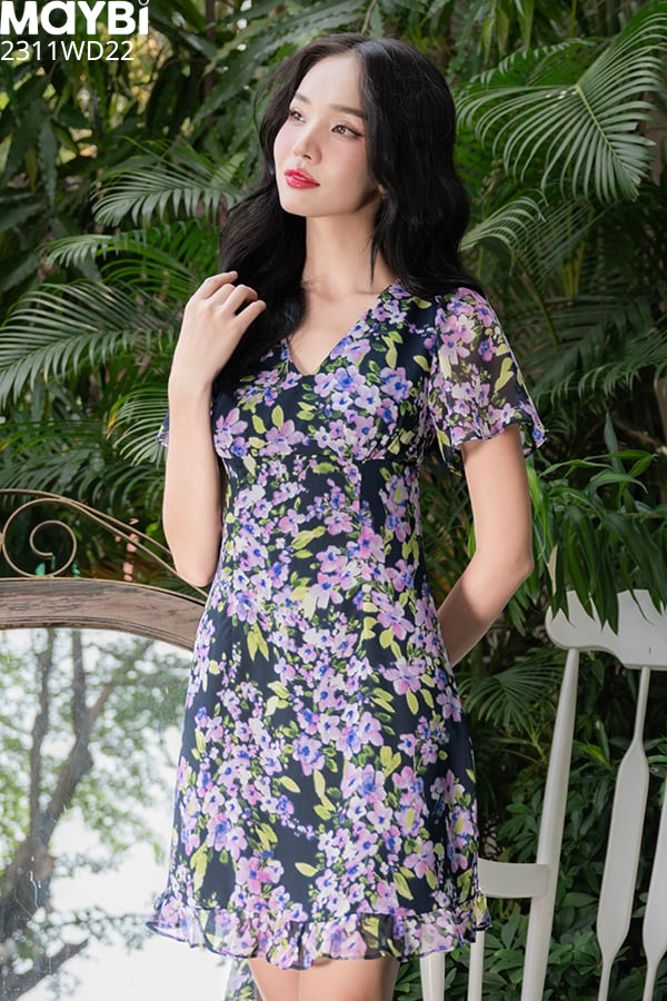 Đầm mini voan hoa