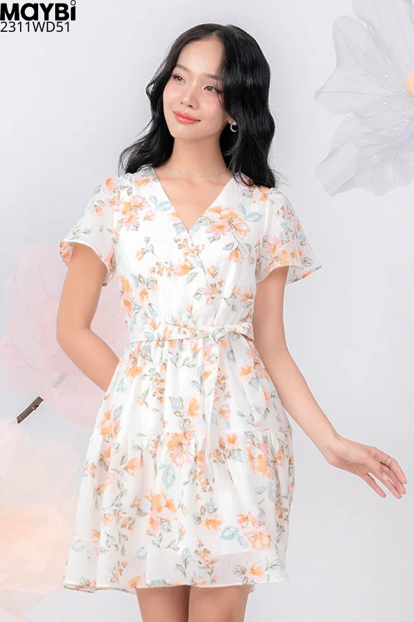 Đầm mini xòe họa tiết